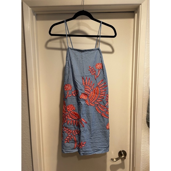 Striped Apron Mini Dress - Picture 2 of 5